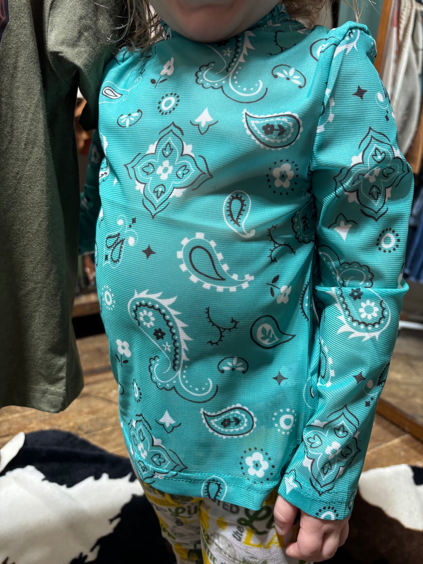 Turquoise Paisley Kids Mesh Top