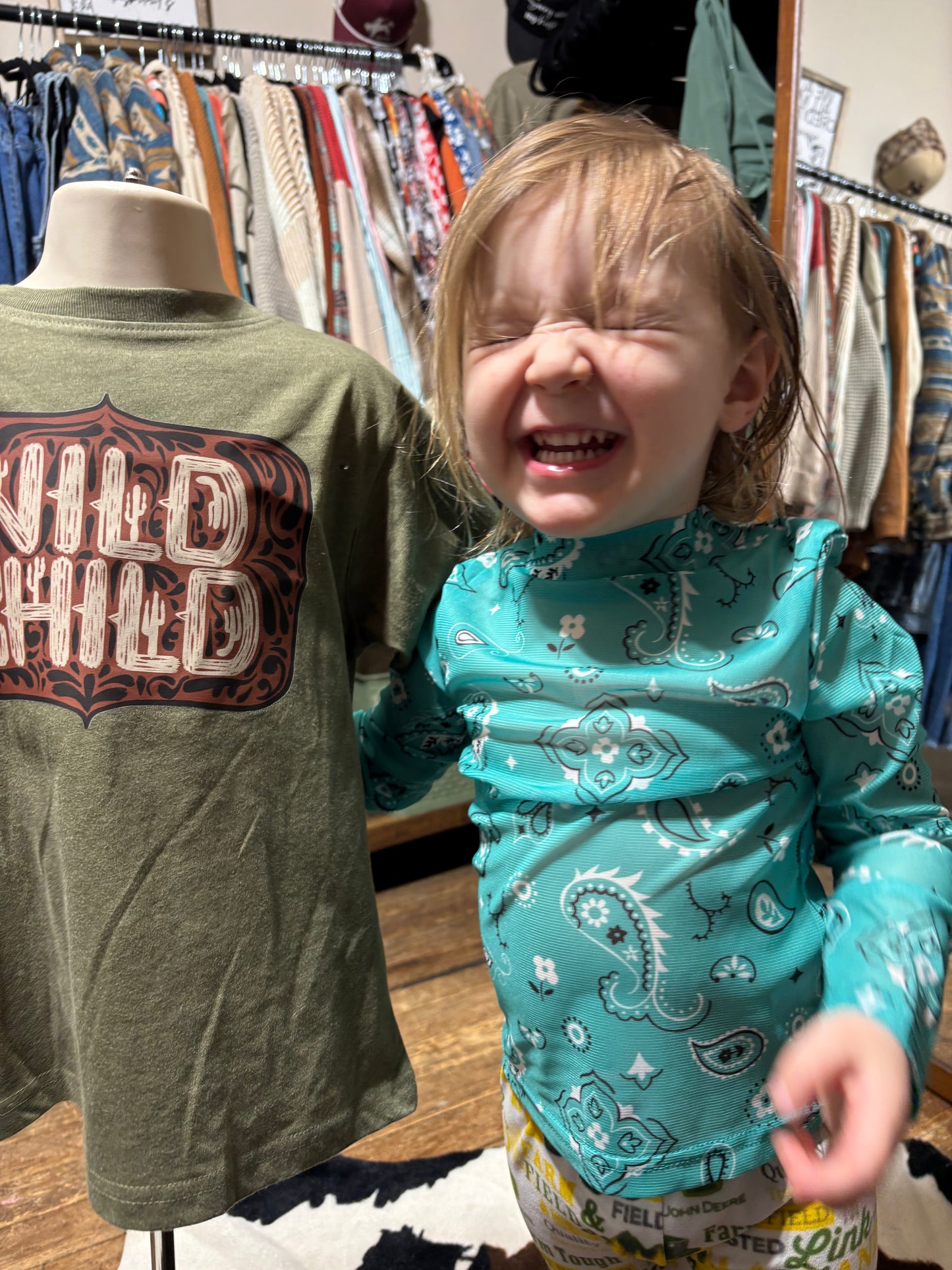 Turquoise Paisley Kids Mesh Top