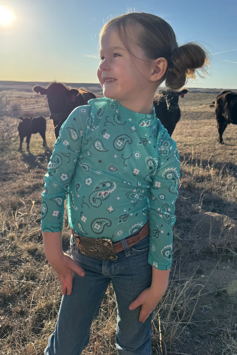 Turquoise Paisley Kids Mesh Top