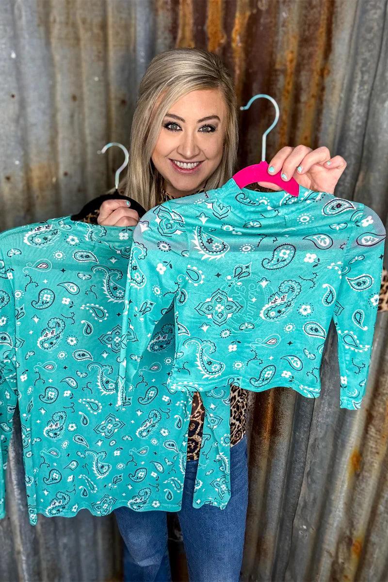 Turquoise Paisley Kids Mesh Top