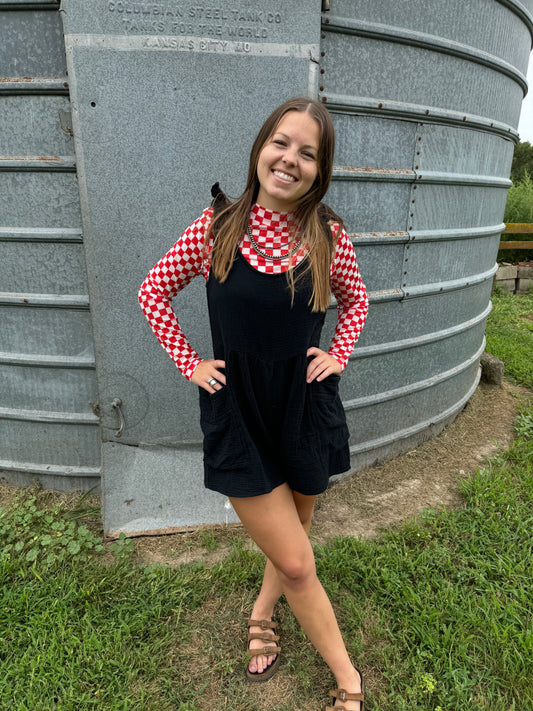 Red & White Checkered Mesh Top