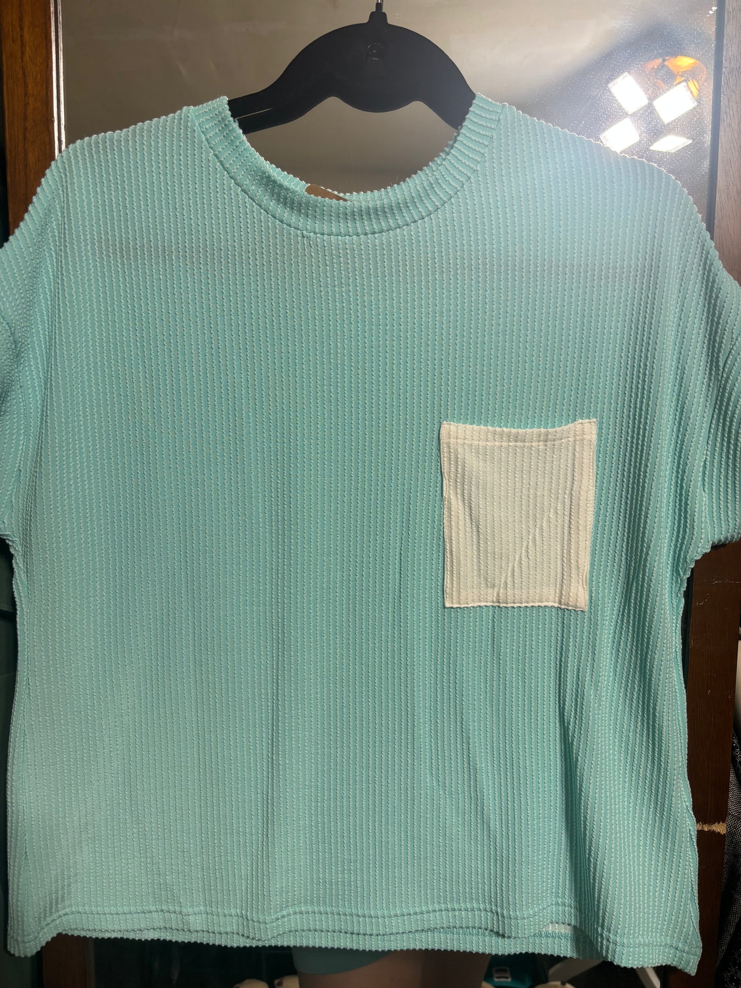 Teal Pocketed Ribbed Top