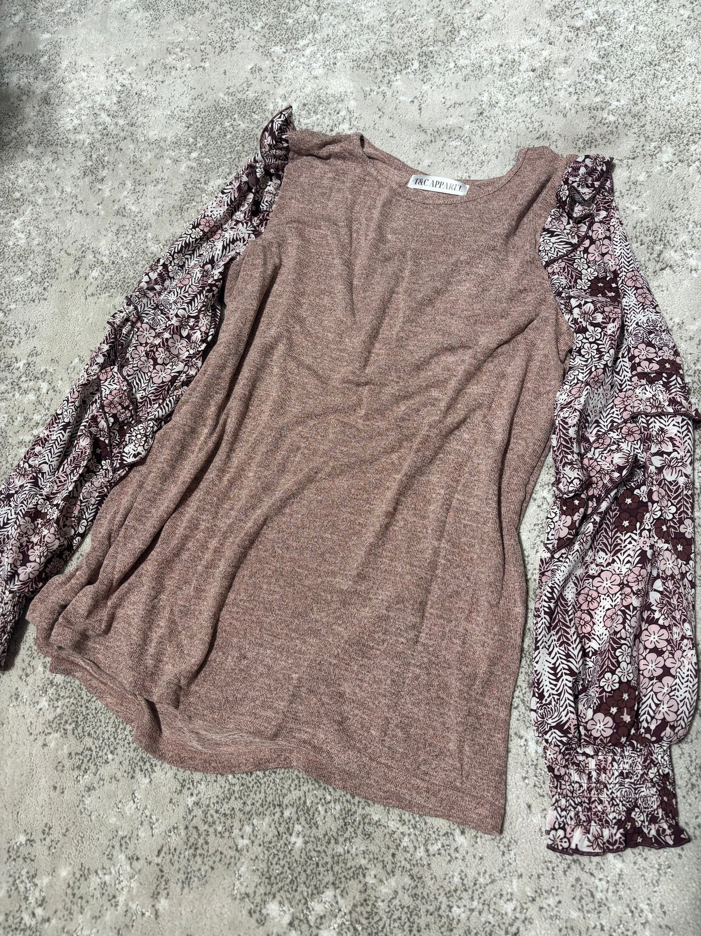 Ruffle Tiered Floral Sleeve Blouse