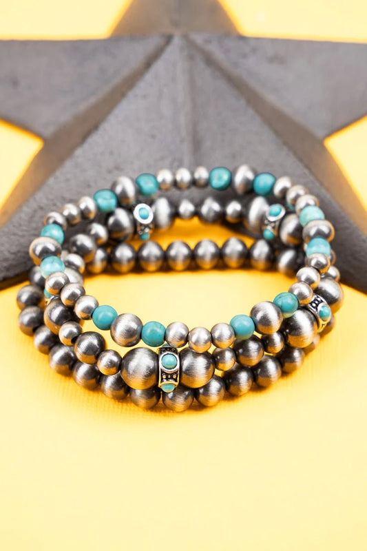 Turquoise Navajo Pearl Pendant Bracelet Set