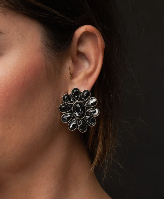 Black Flower Cluster Earrings