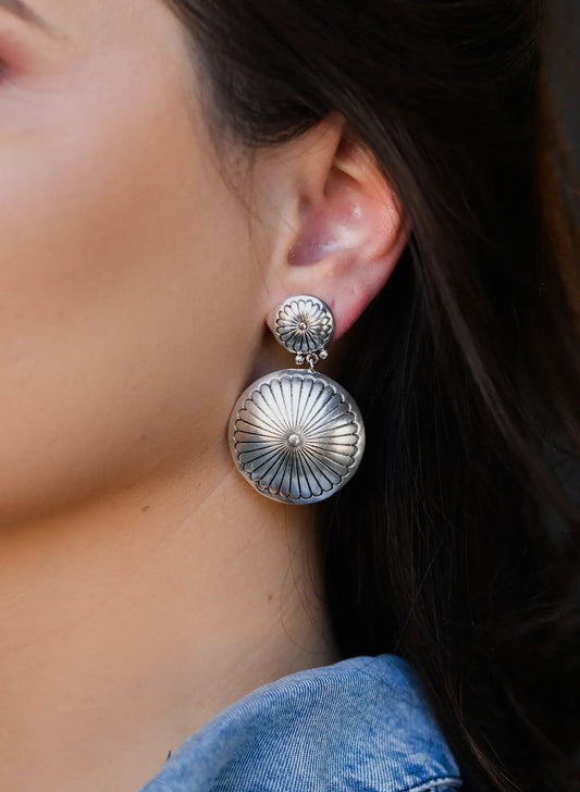 Burnished Silver Round Earrings