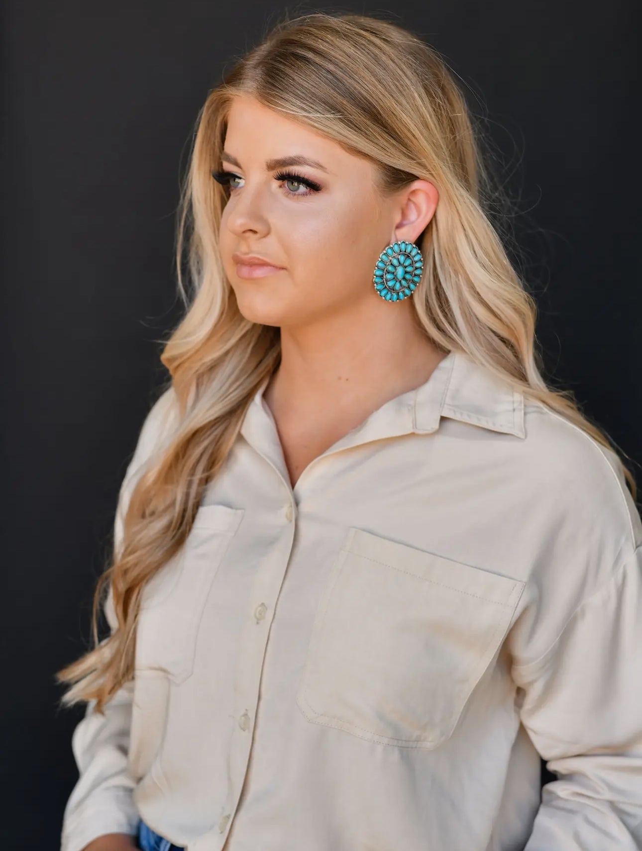 Large Turquoise Cluster Earrings