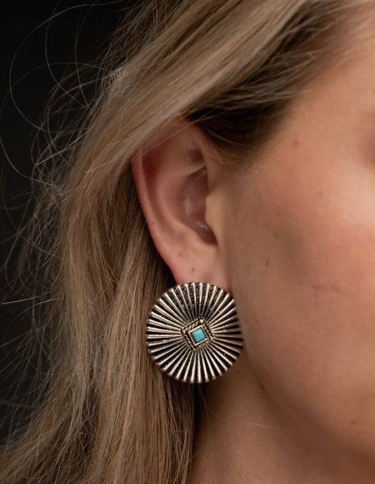 Silver Burst Earring with Turquoise