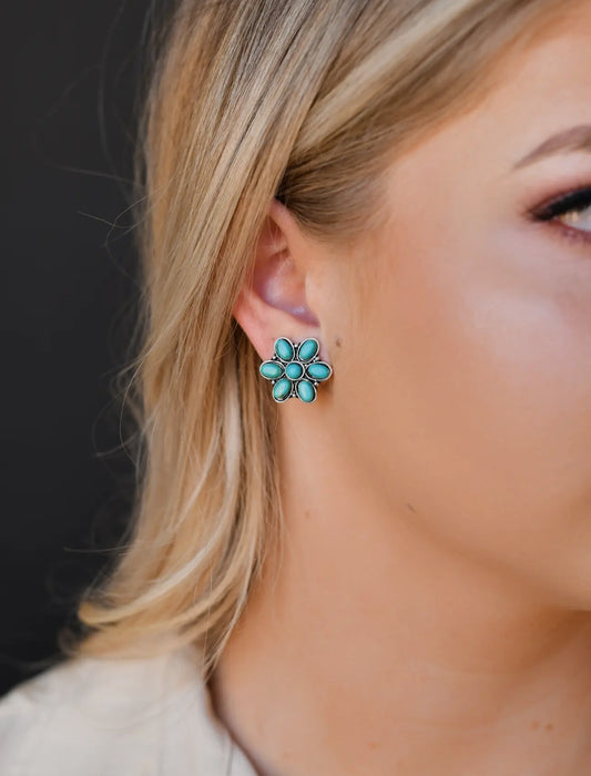 Turquoise Flower Stud Earring