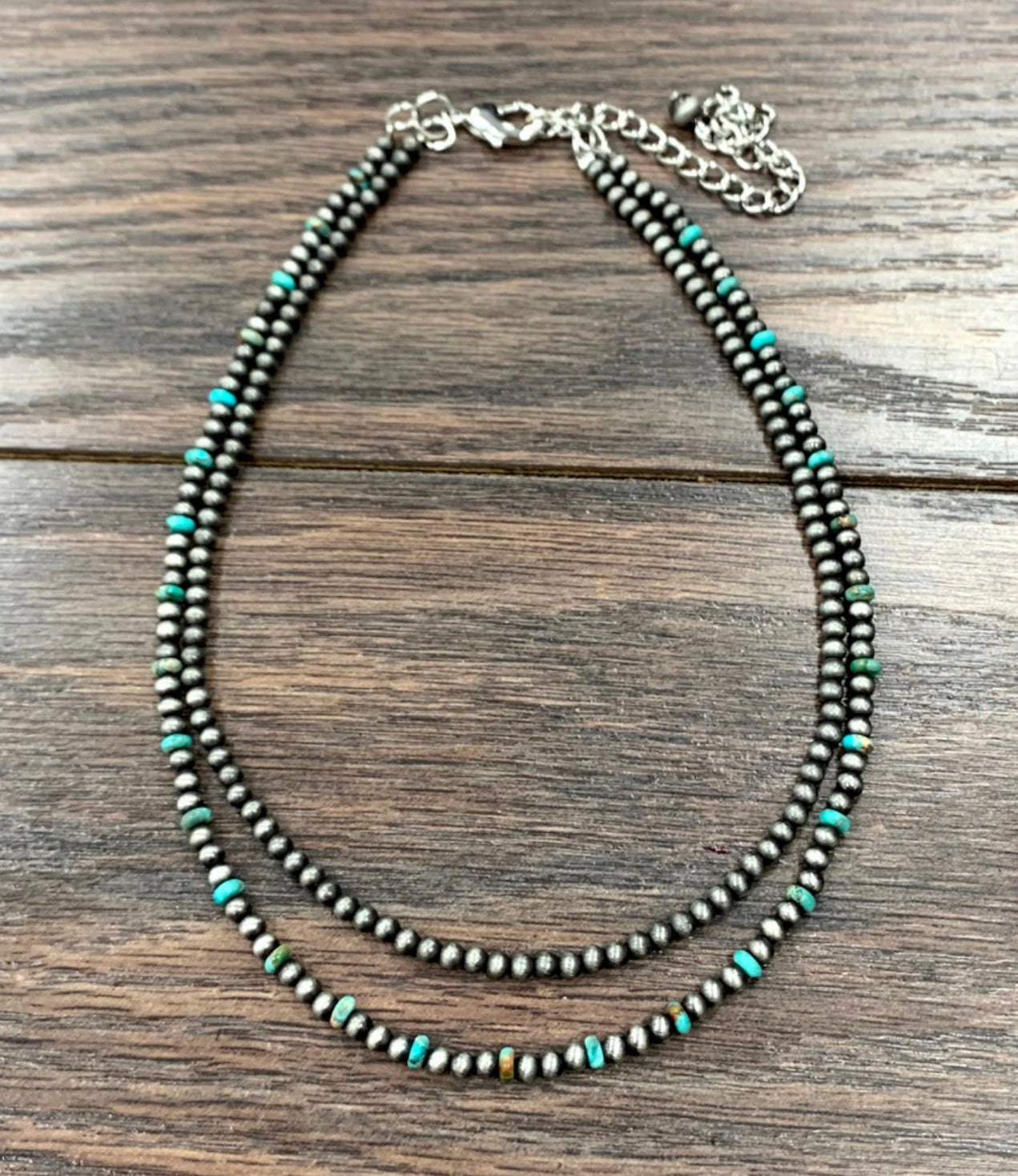 Turquoise and Navajo Stacked Necklace