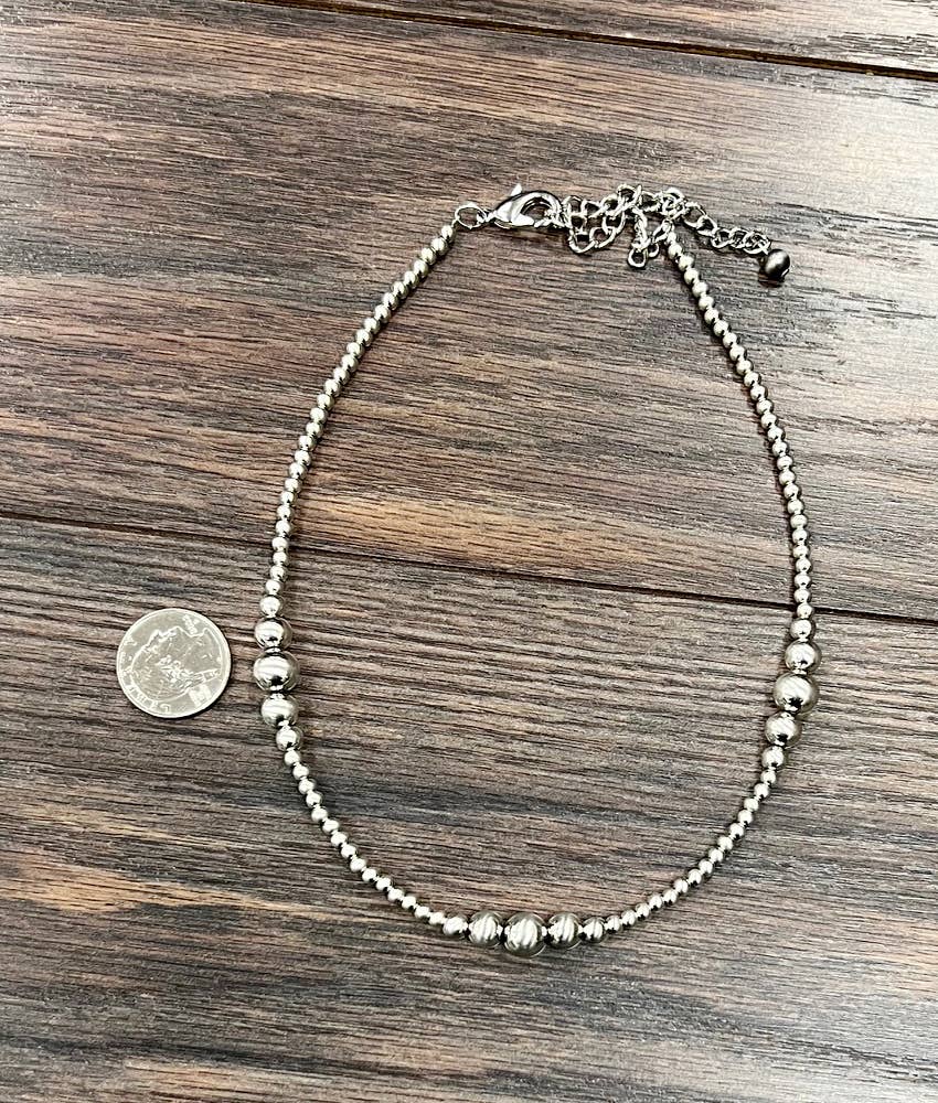 Silver Polish Navajo Bead Necklace