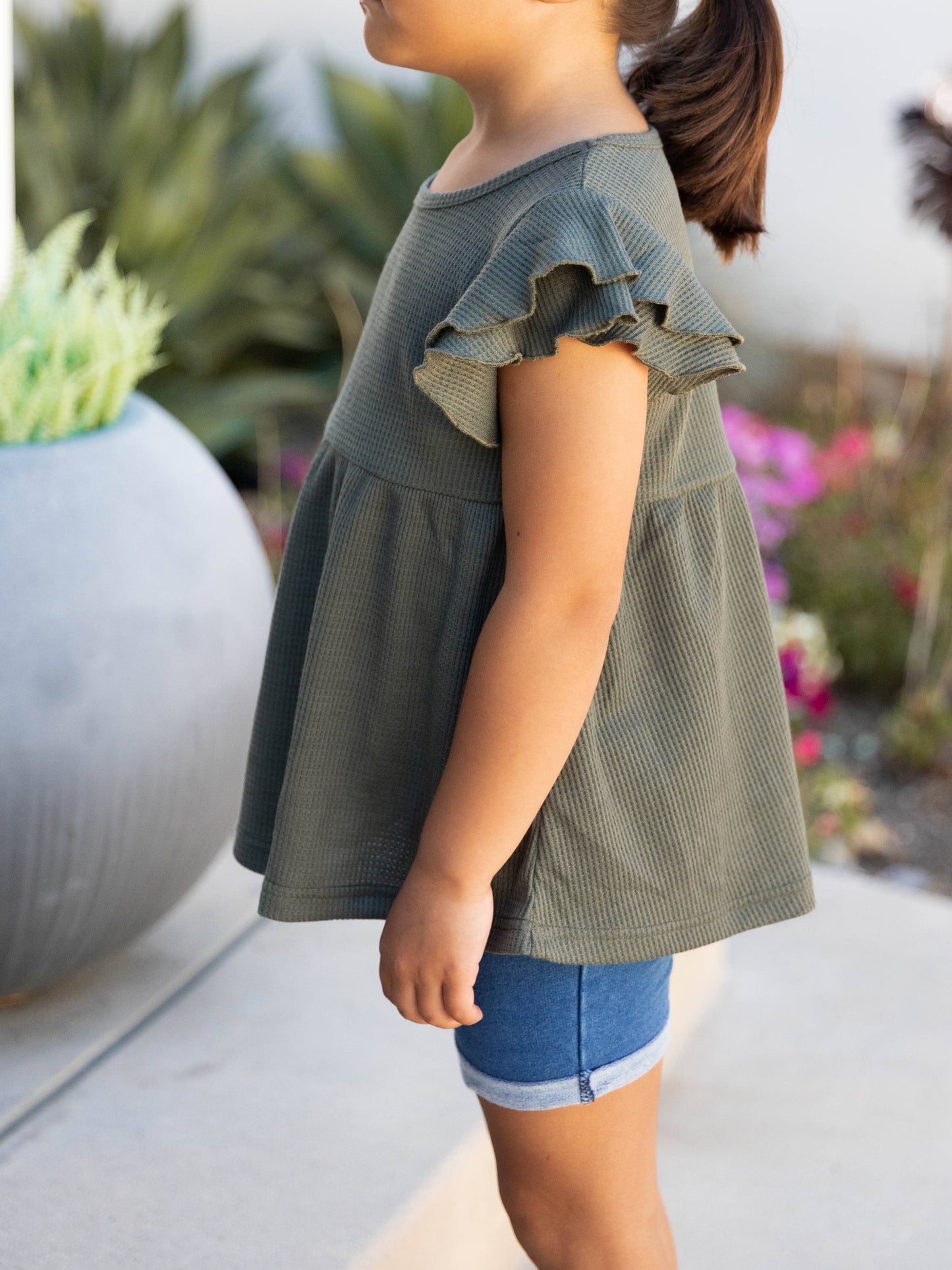 Little Girls Flutter Sleeve Top