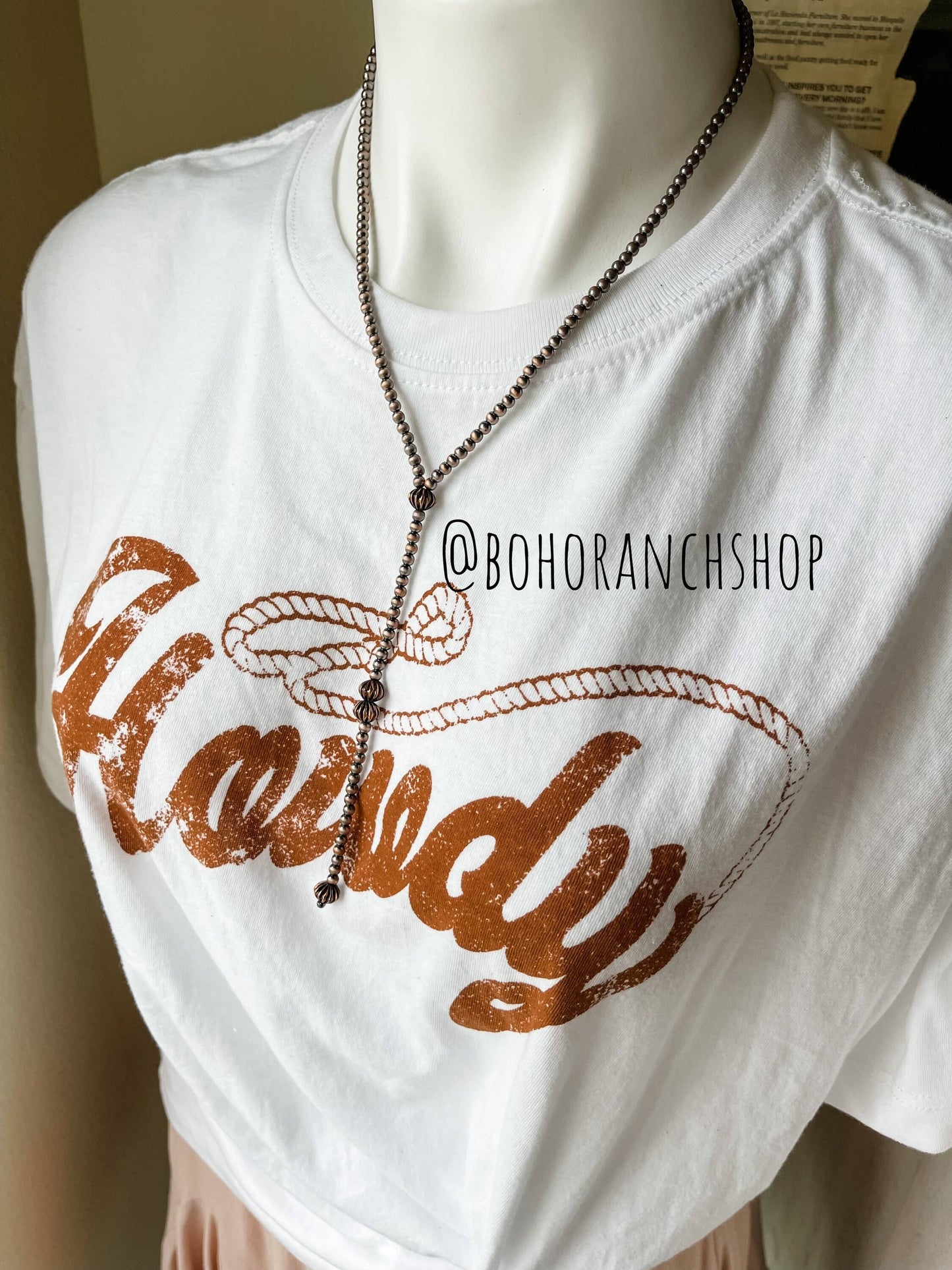 Navajo Style Y Necklace  Western Pendant Necklace copper