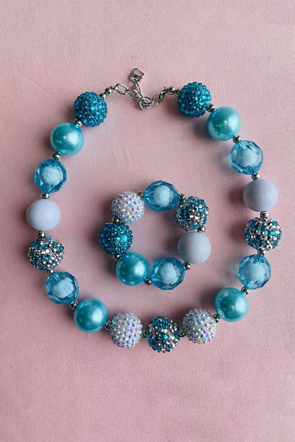Blue & White bubble girls necklace & bracelet sets