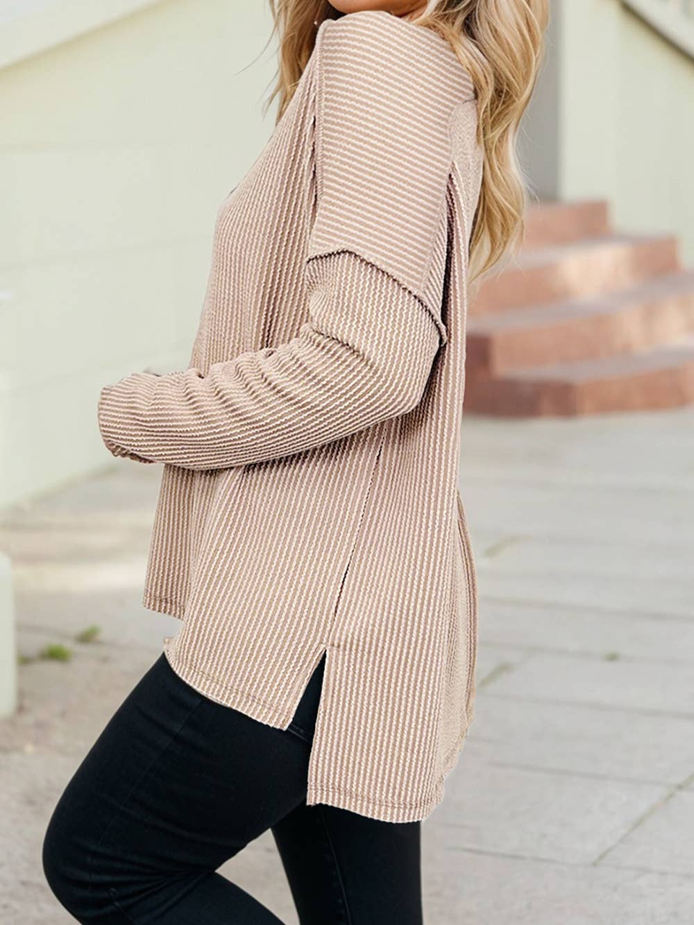 Long Sleeved Ribbed Top-multiple colors