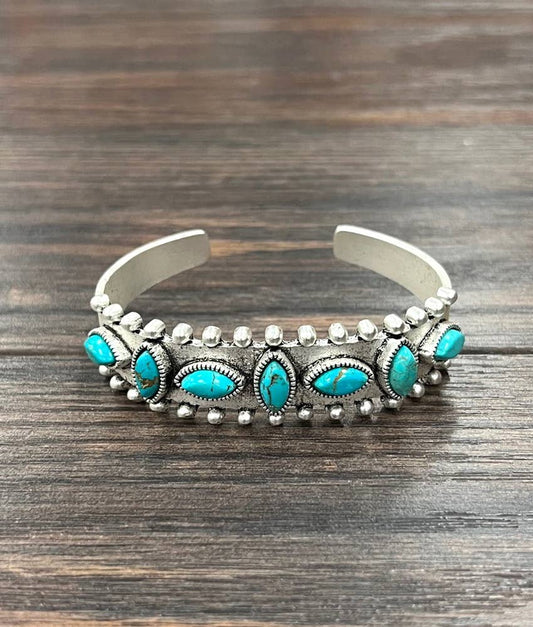 Turquoise Stone Cuff Bracelet