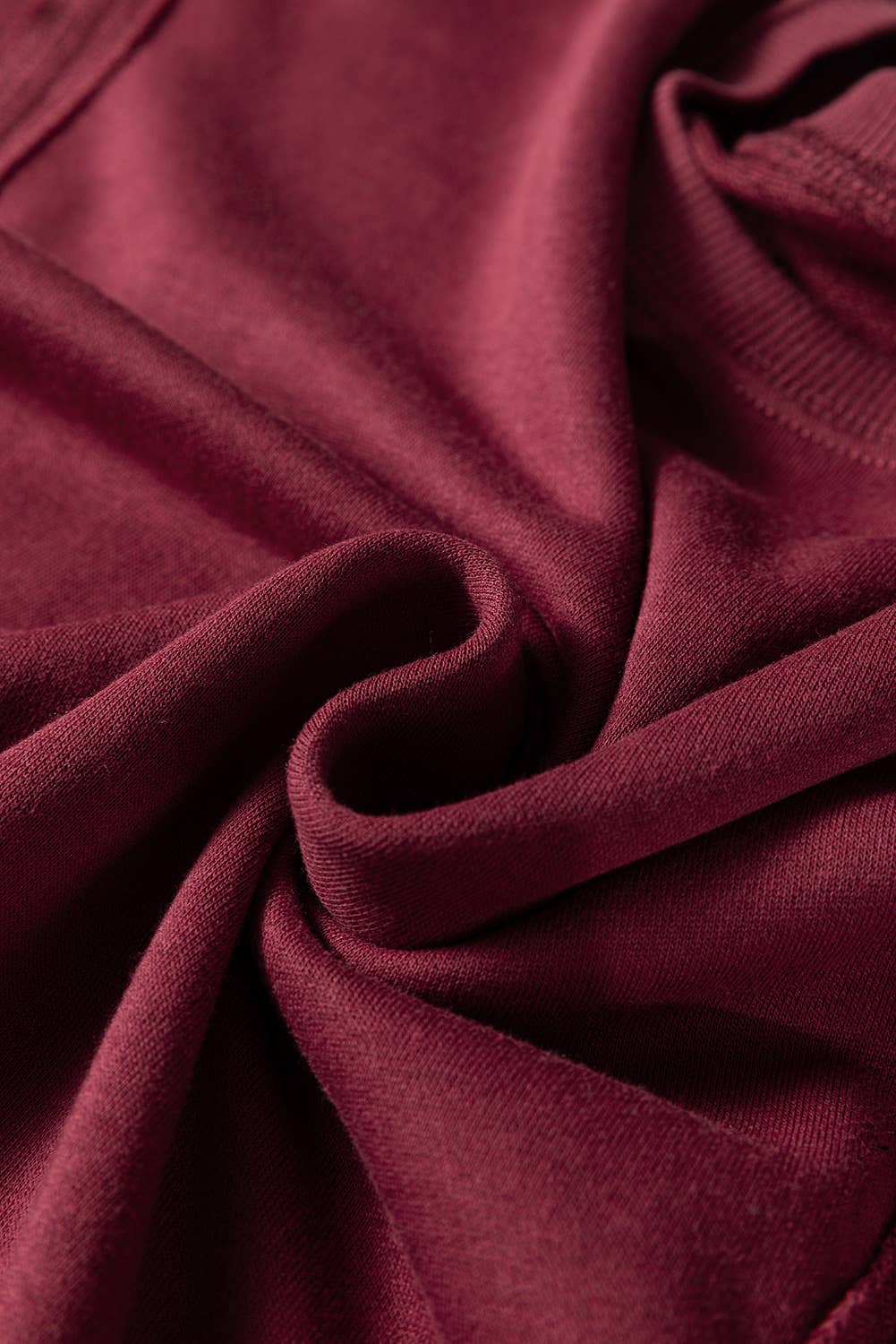 Burgundy Patchwork Sleeve Sweatshirt