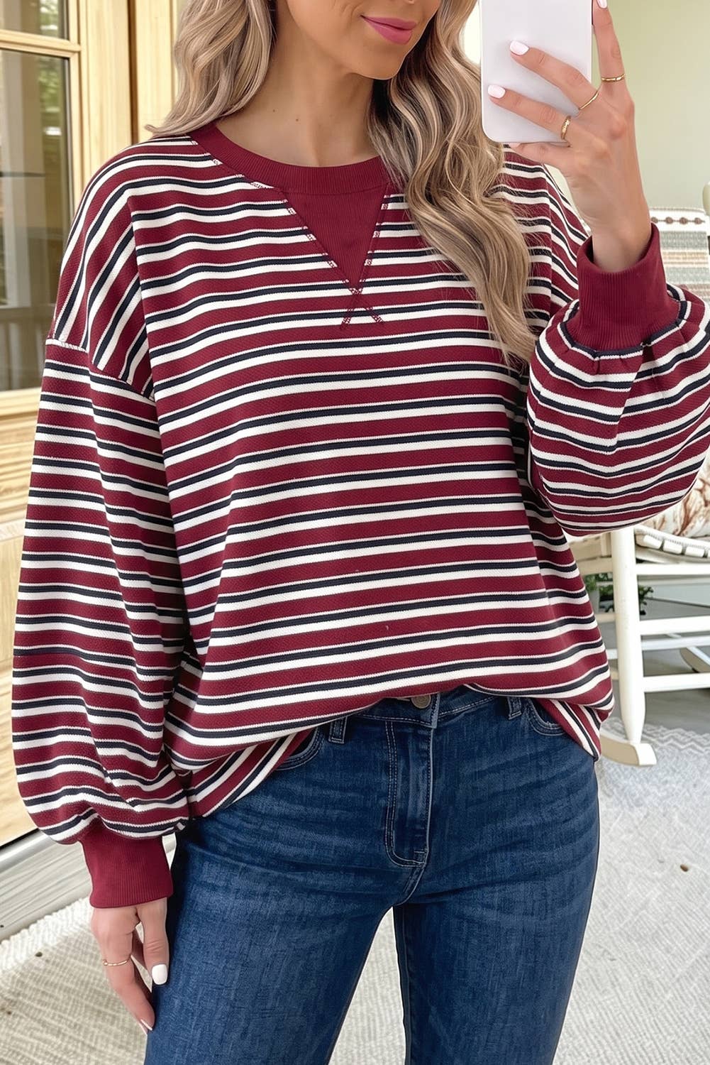 Burgundy Stripe Sweater