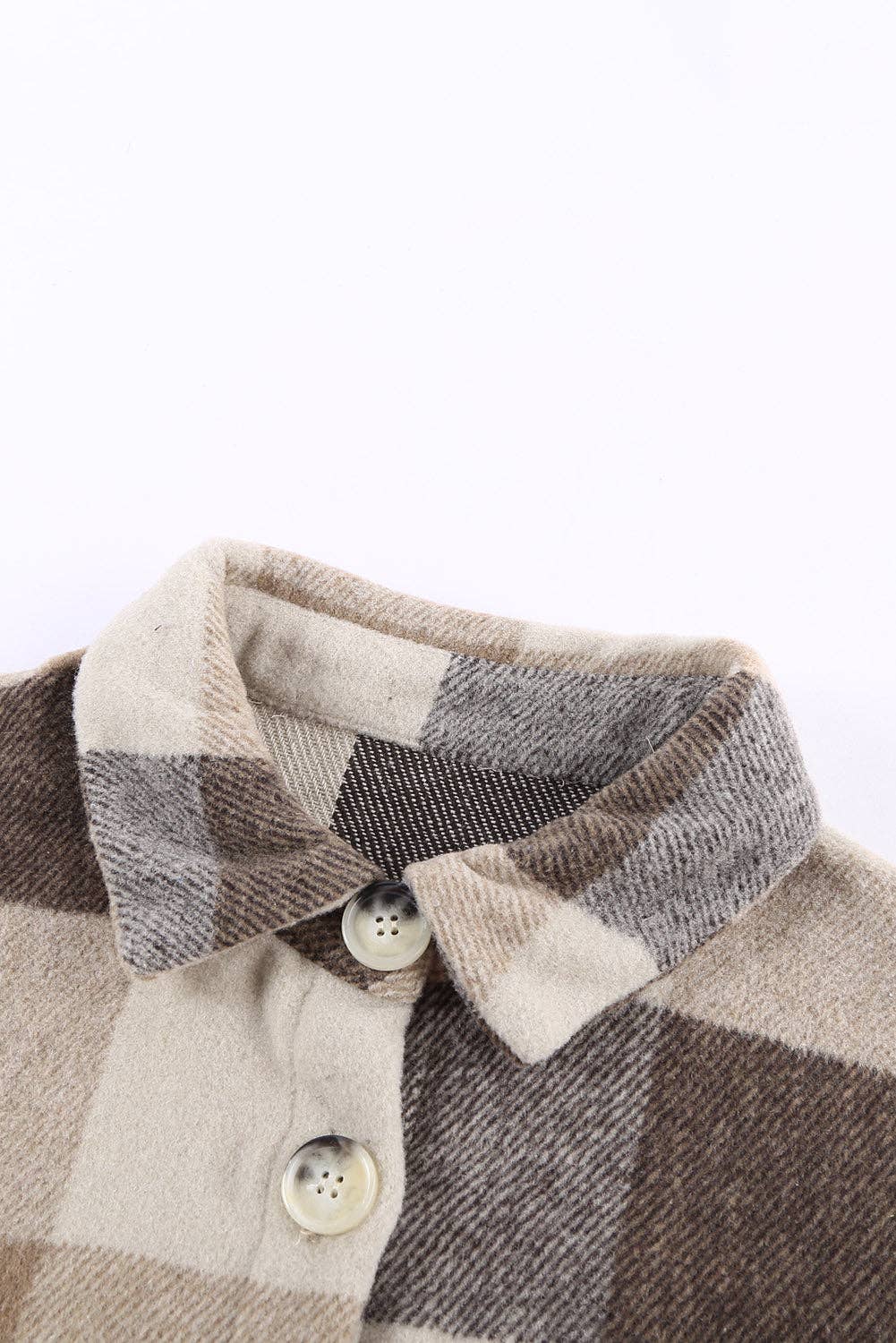 Neutral Plaid Shacket with Pockets