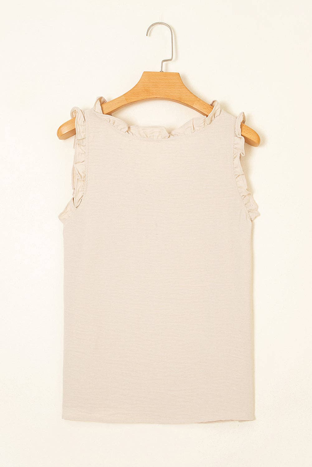 Tan Ruffled V-Neck Tank