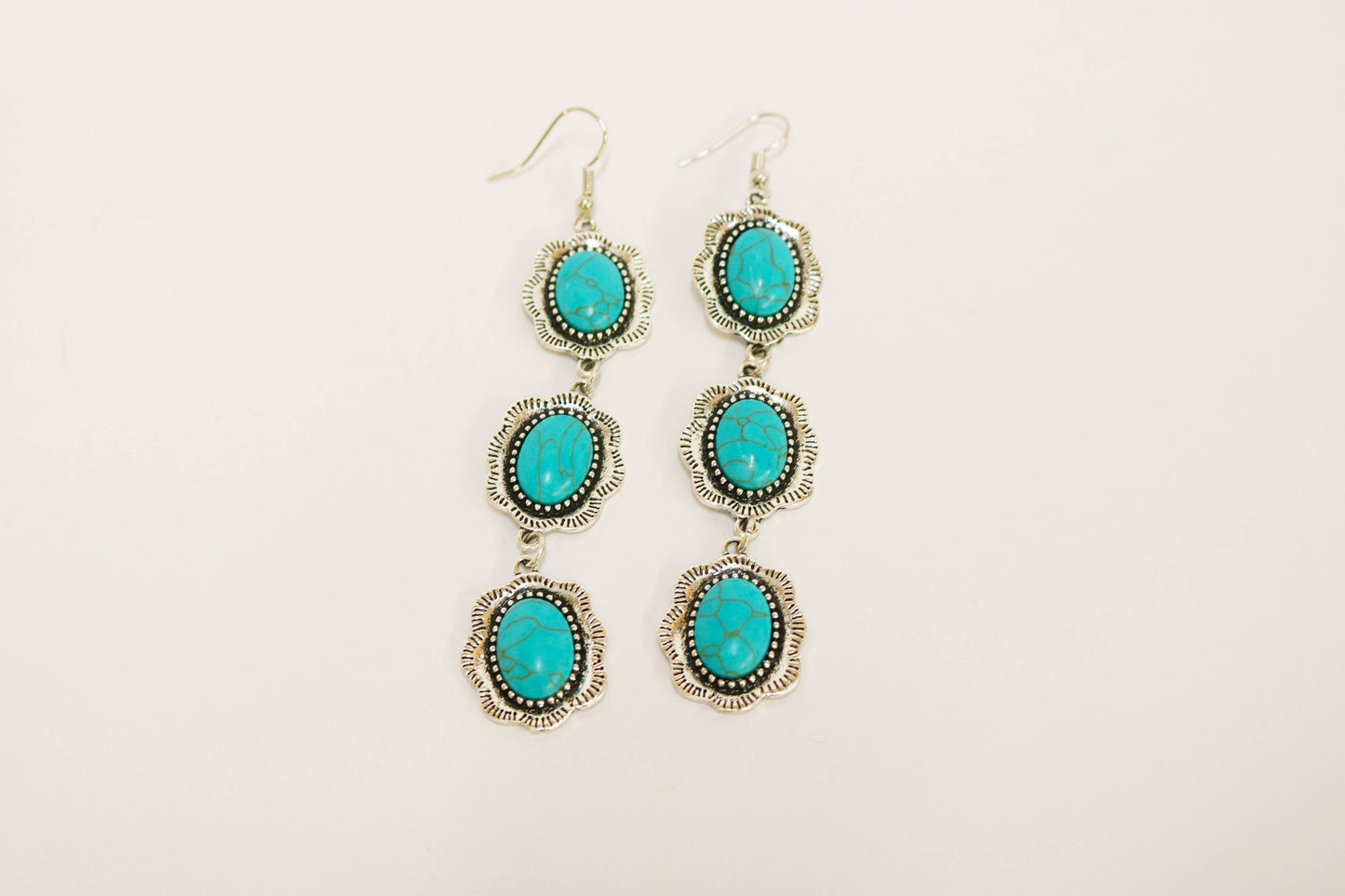 3 Tier Concho Turquoise Earring