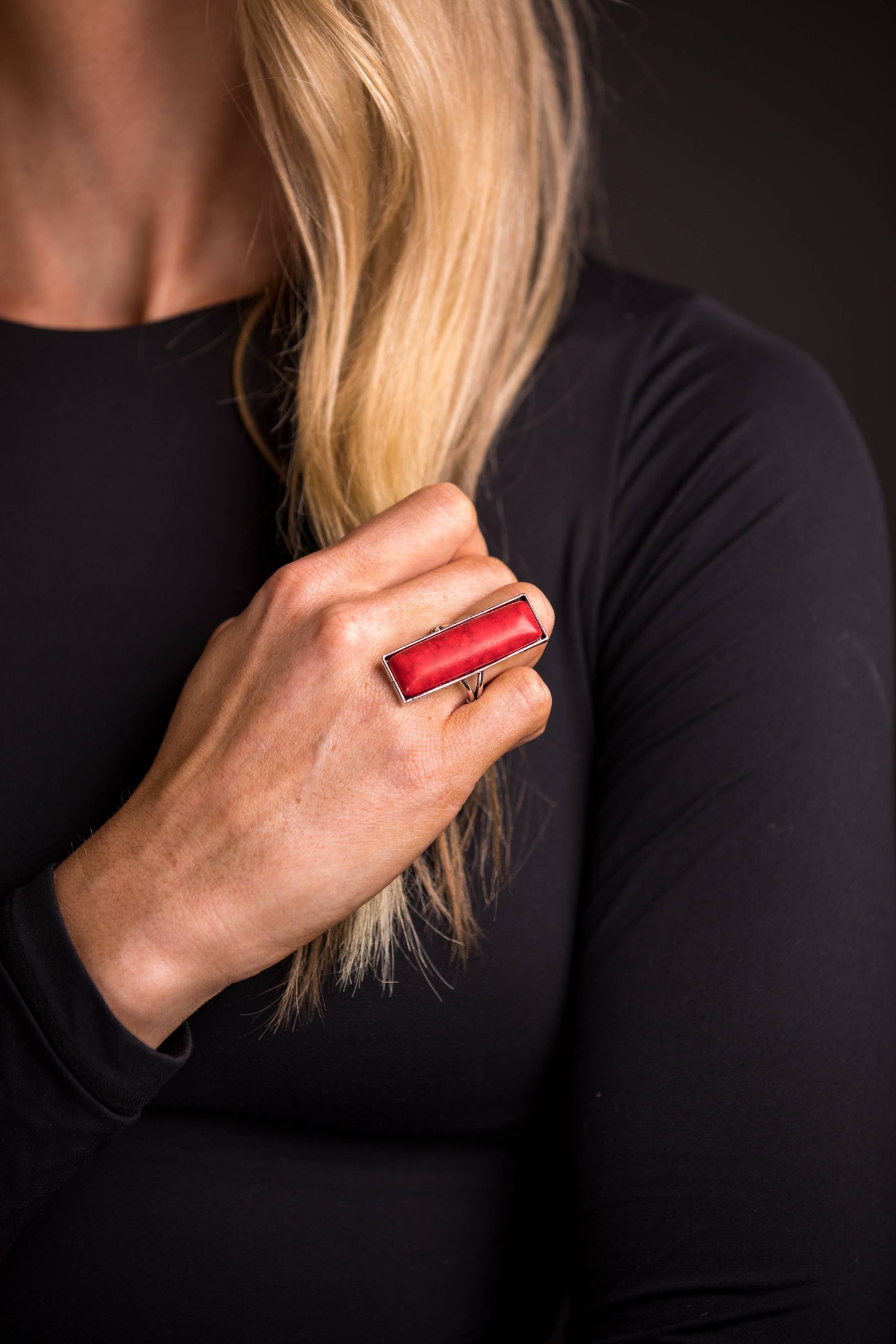 Adjustable Red Bar Ring