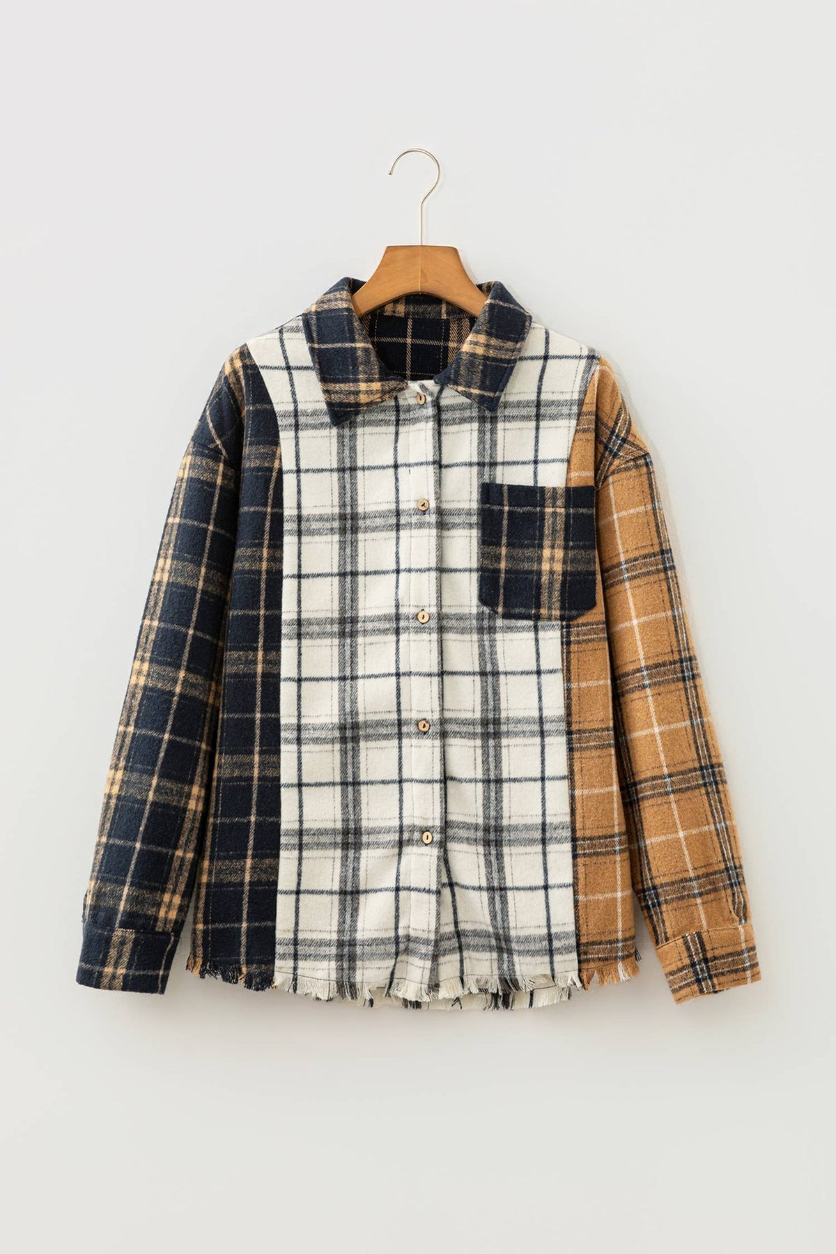 Tri-Colored Plaid Button Up
