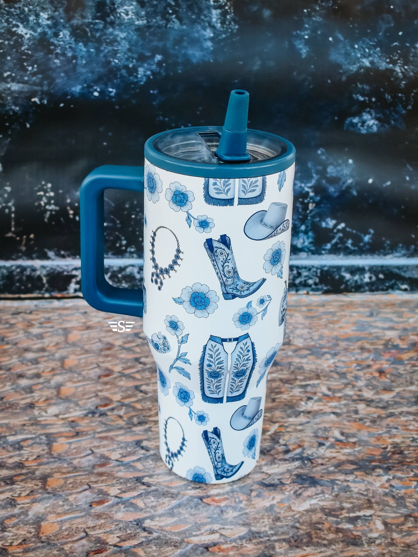 Western Chinoiserie Flip Top Tumbler