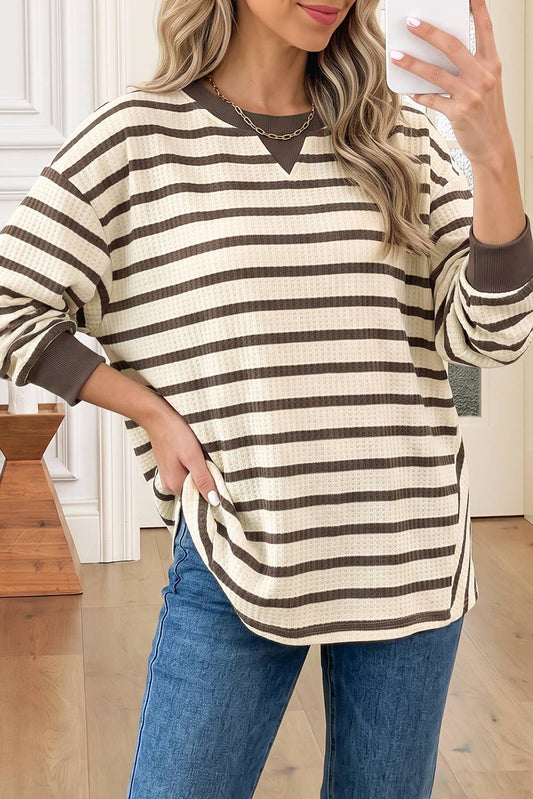 Brown Stripe Waffle Top