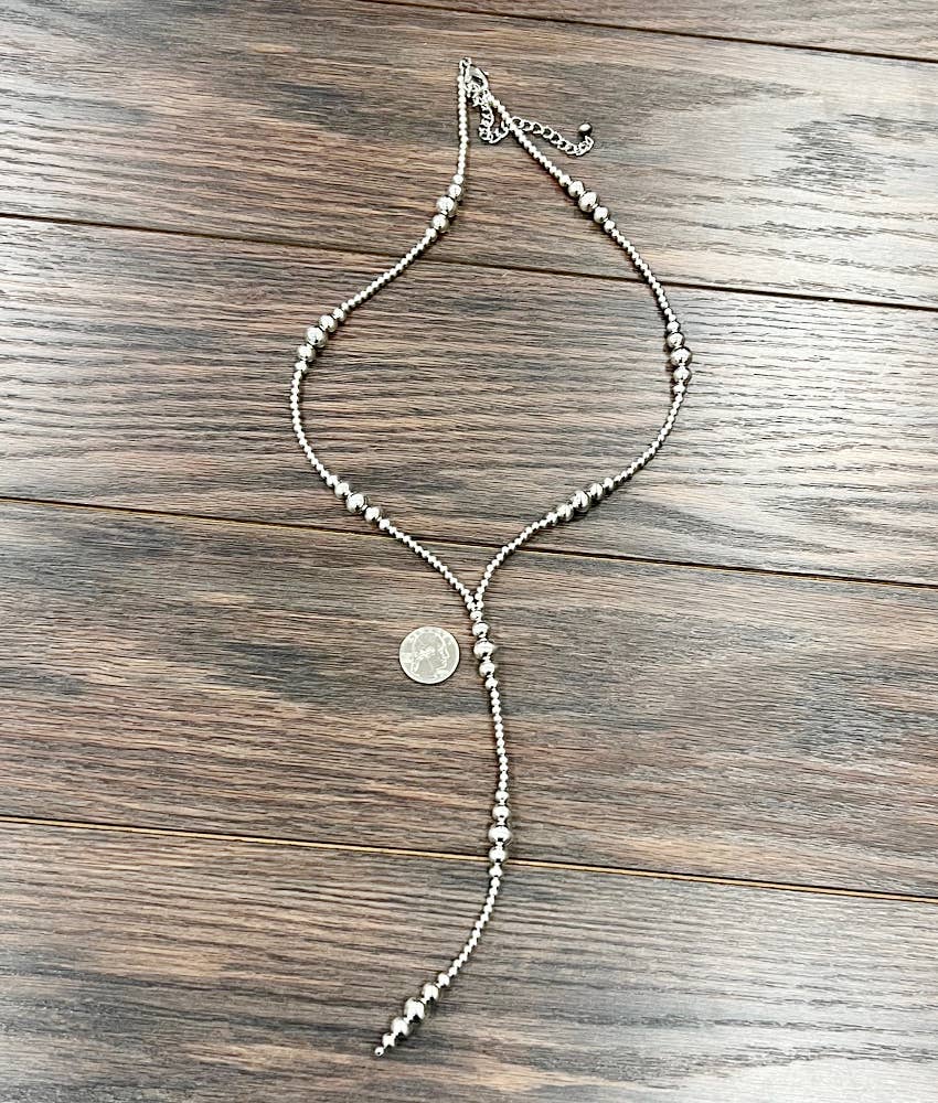 31" Clustered Silver Navajo “Y” Tassel Necklace