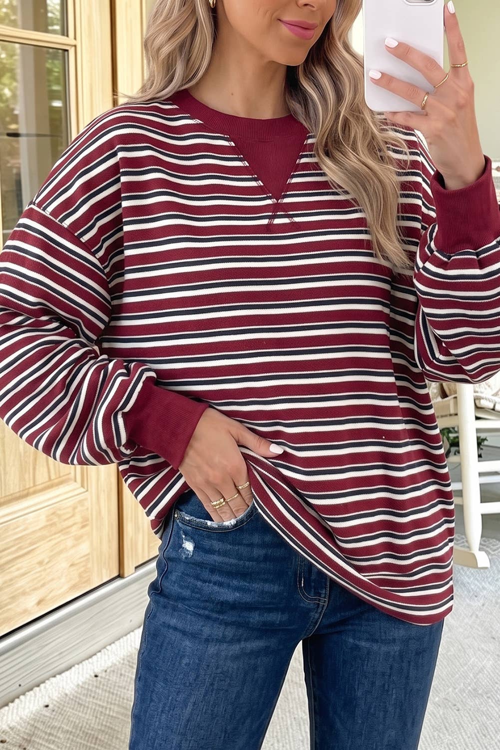 Burgundy Stripe Sweater