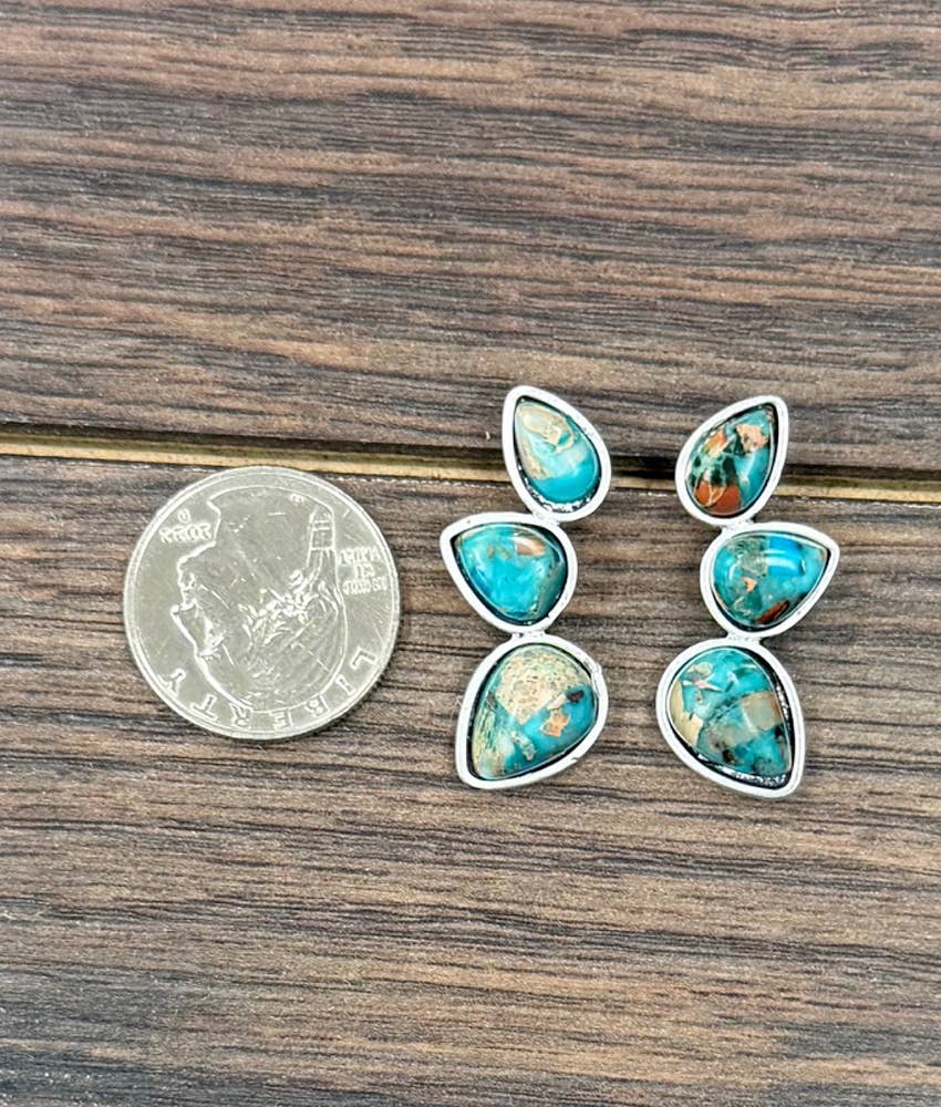 Trio Gemstone Stud Earrings