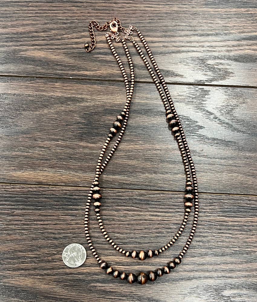 Copper Bead 2 Strand Necklace