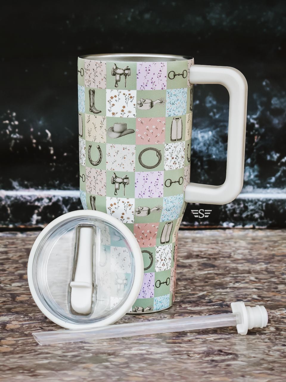 Boots, Bits,and Blossoms WashEasy™ Flip Lid 32oz Tumbler