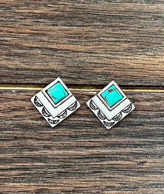 Plated Turquoise Stud Earrings