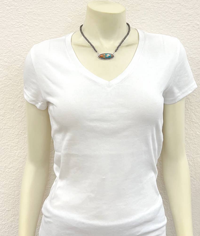 Turquoise & Rust Oval Necklace & Earrings Set
