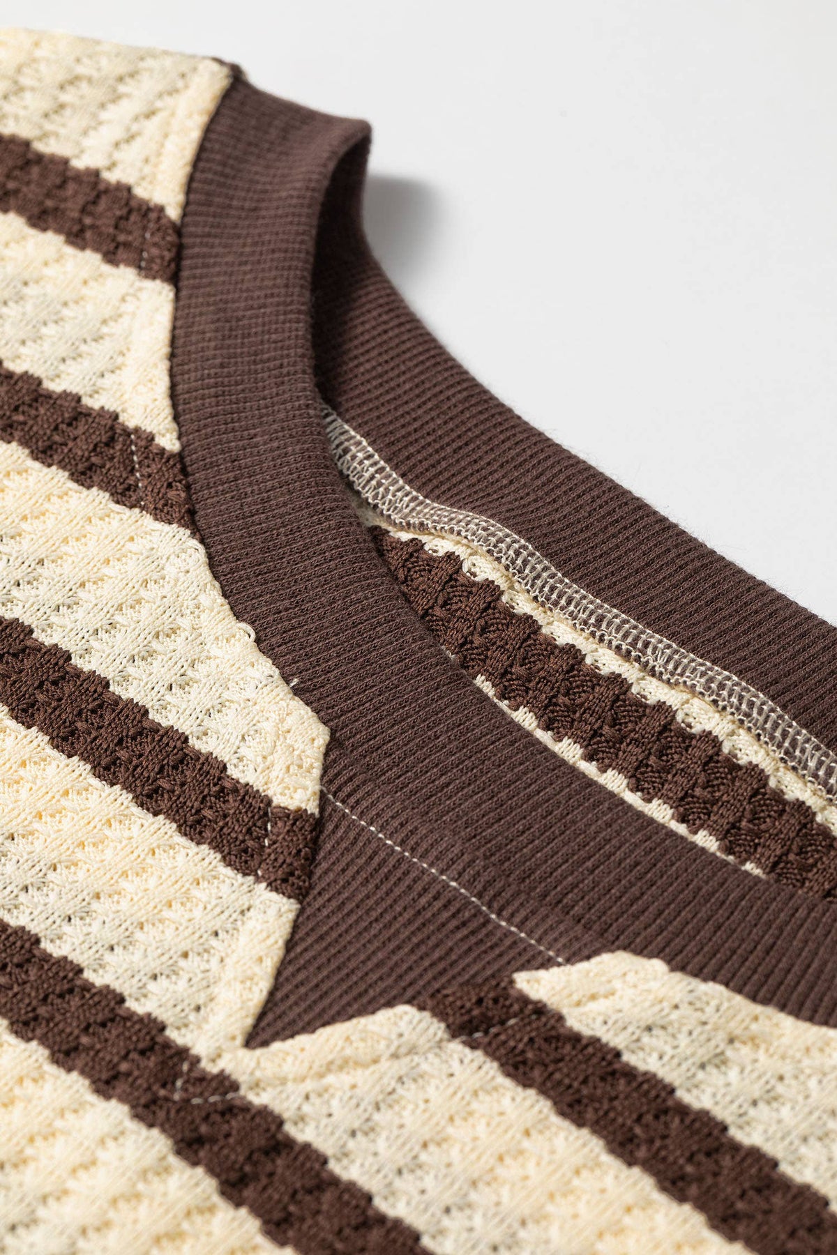 Brown Stripe Waffle Top
