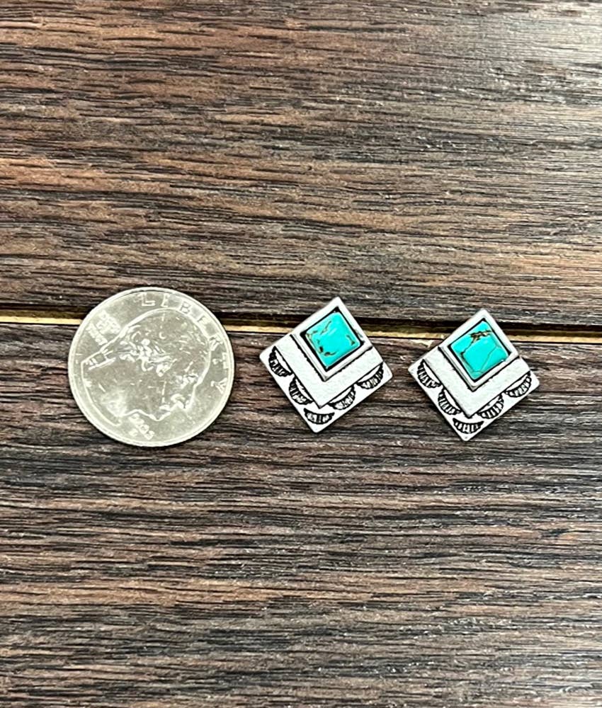 Plated Turquoise Stud Earrings