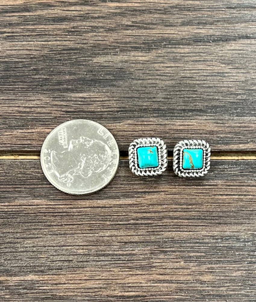 Square Turquoise Stud Earrings