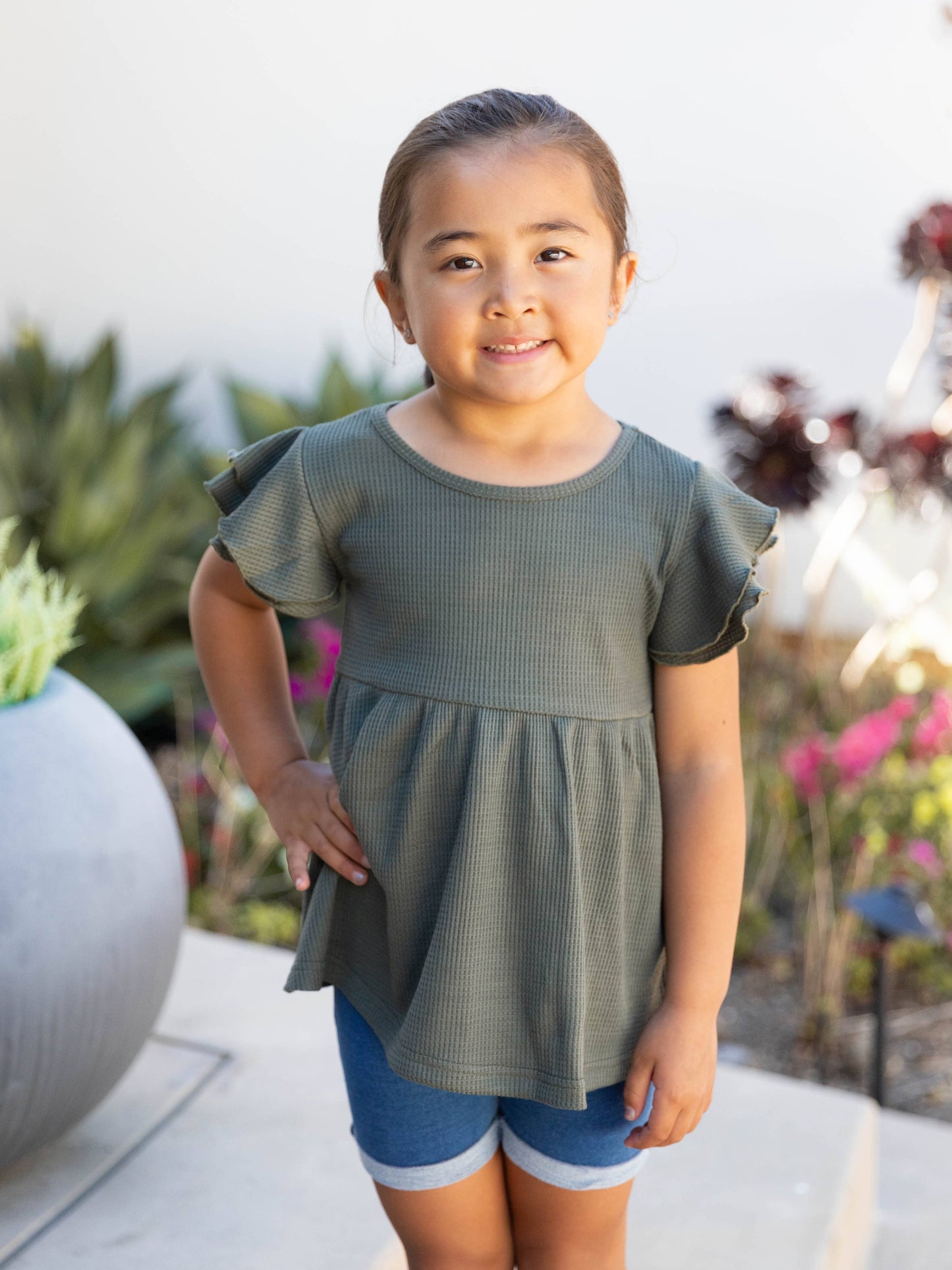 Little Girls Flutter Sleeve Top