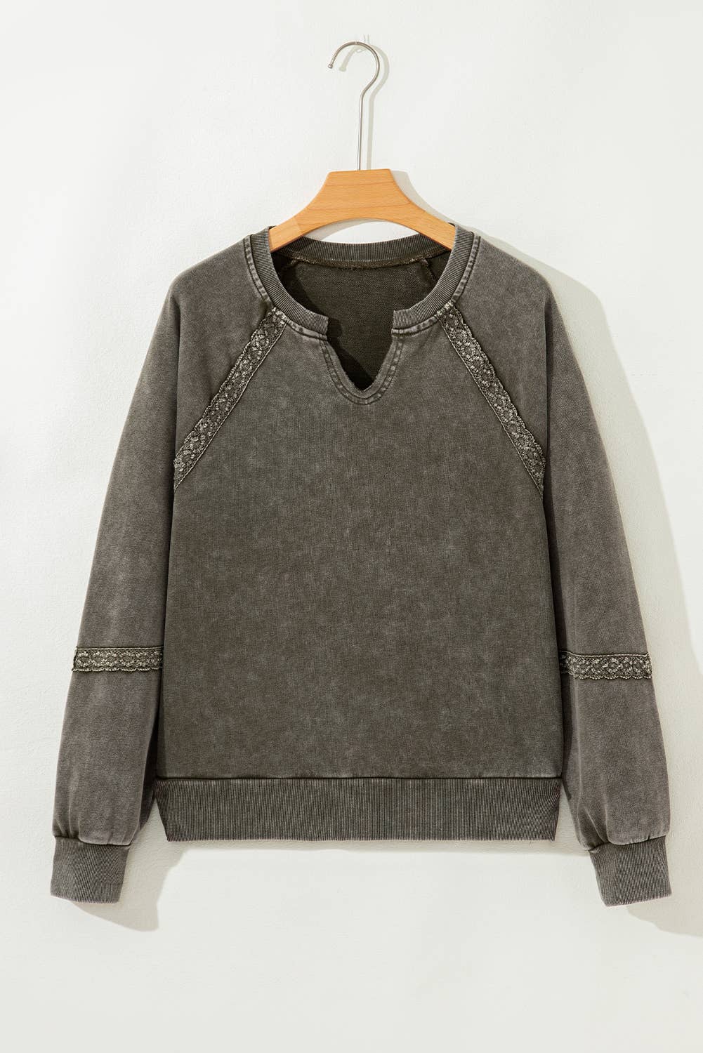 Jungle Green Lace Detail Crewneck
