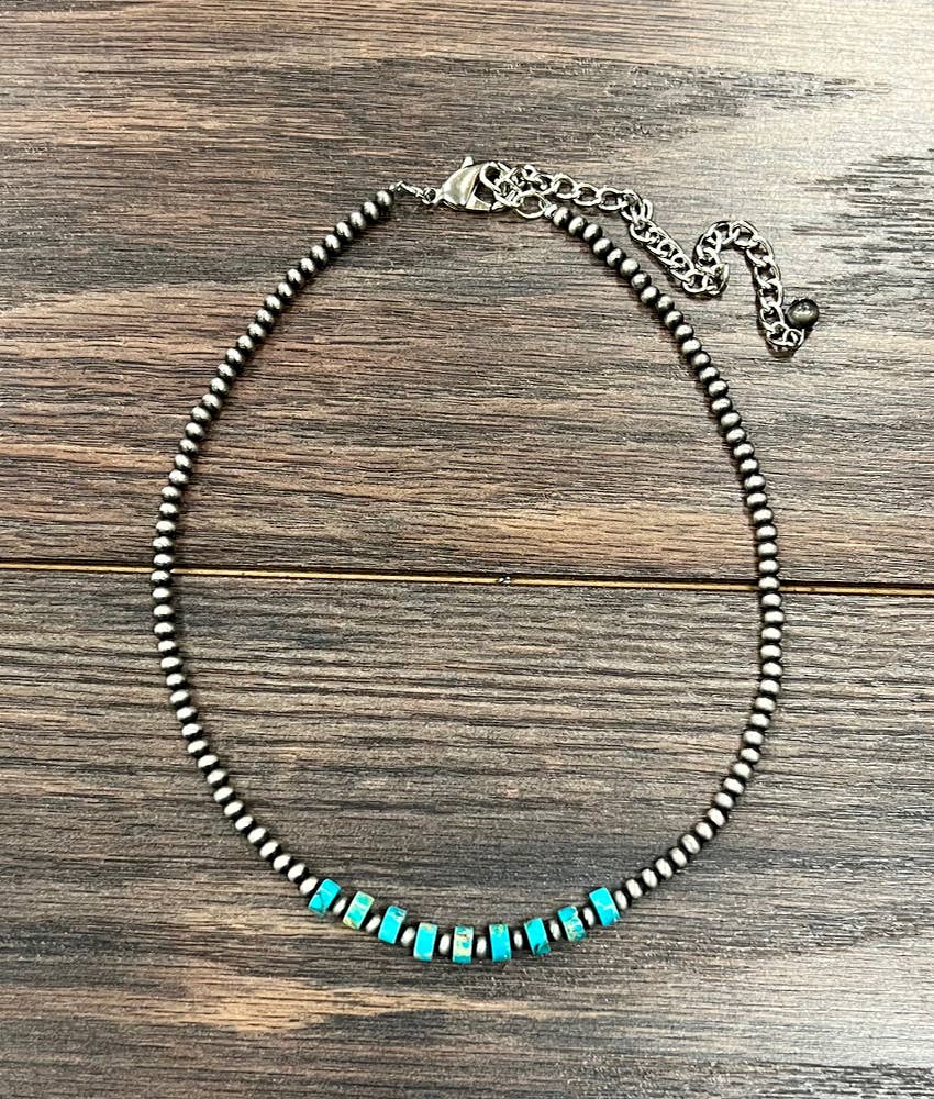 Turquoise Disk Navajo Gemstone Necklace