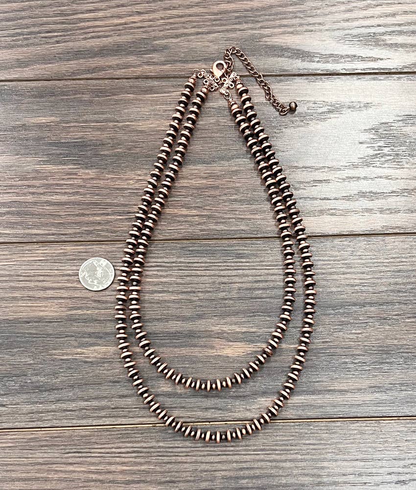 Copper Double Navajo Disc Bead Necklace