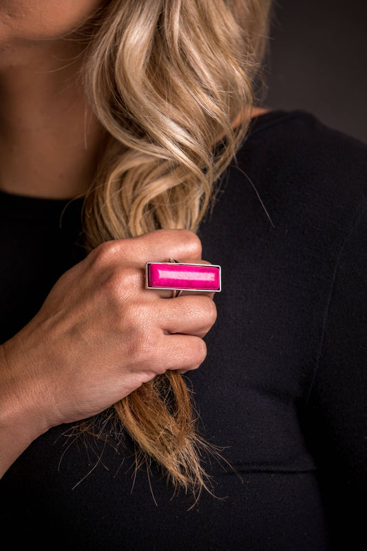 Adjustable Pink Bar Ring