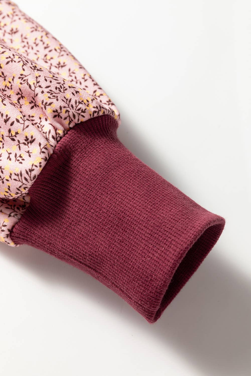 Burgundy Patchwork Sleeve Sweatshirt