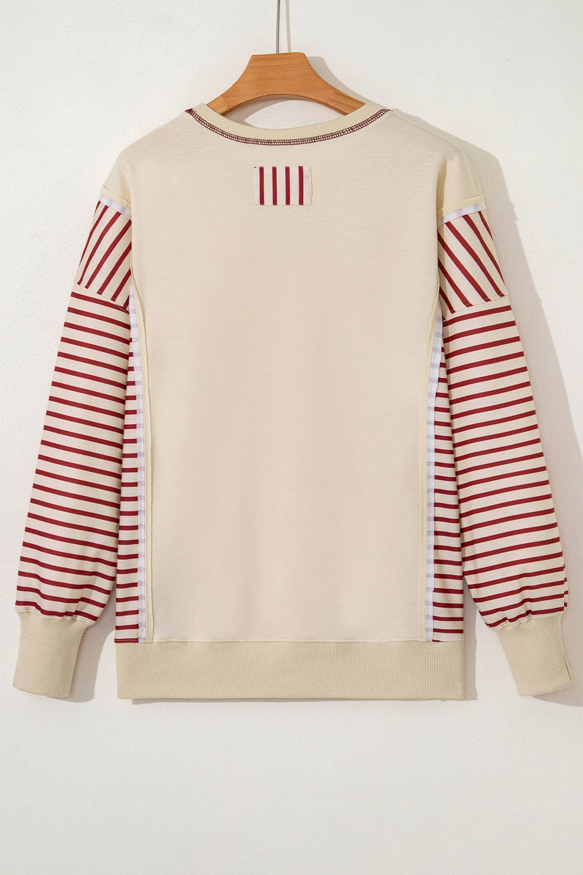 Red Stripe Sleeve Casual Top