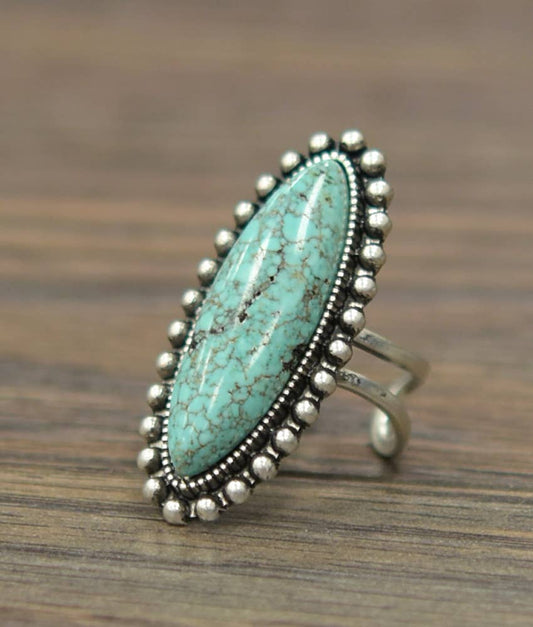 Oval Turquoise Adjustable Ring