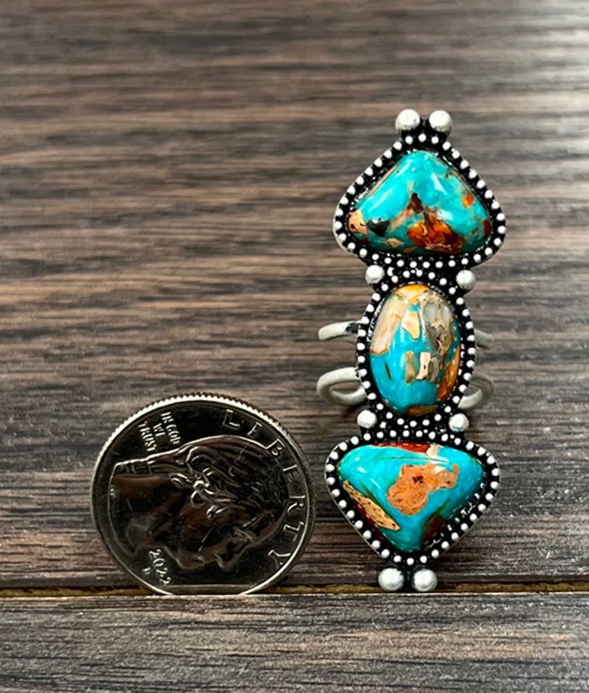 Rust + Turquoise Adjustable Ring