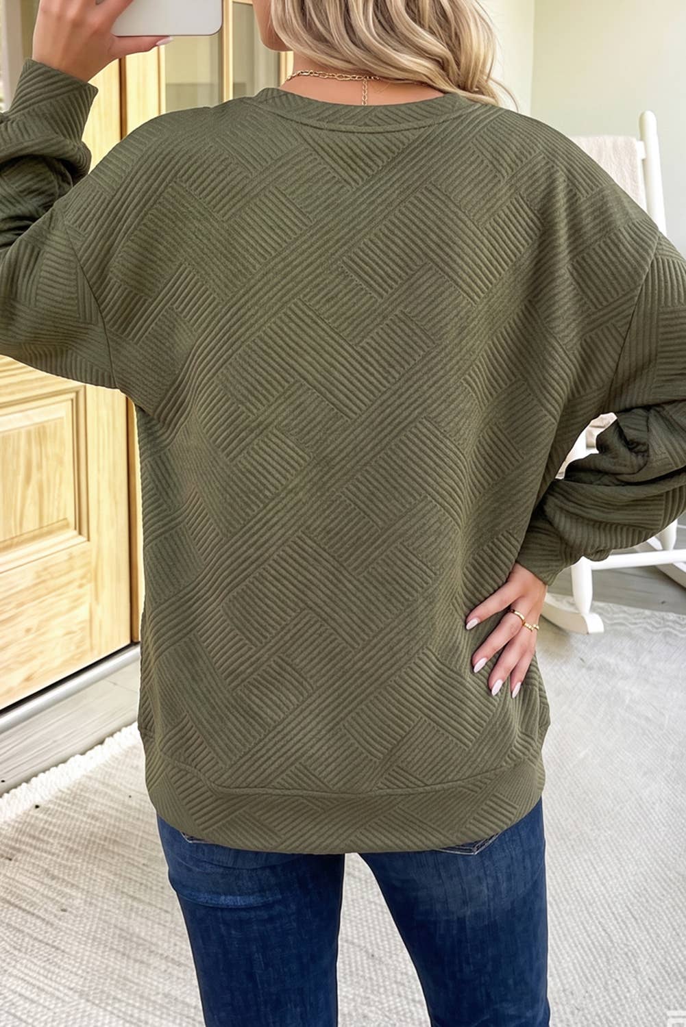 Textured Pocketed Pullover