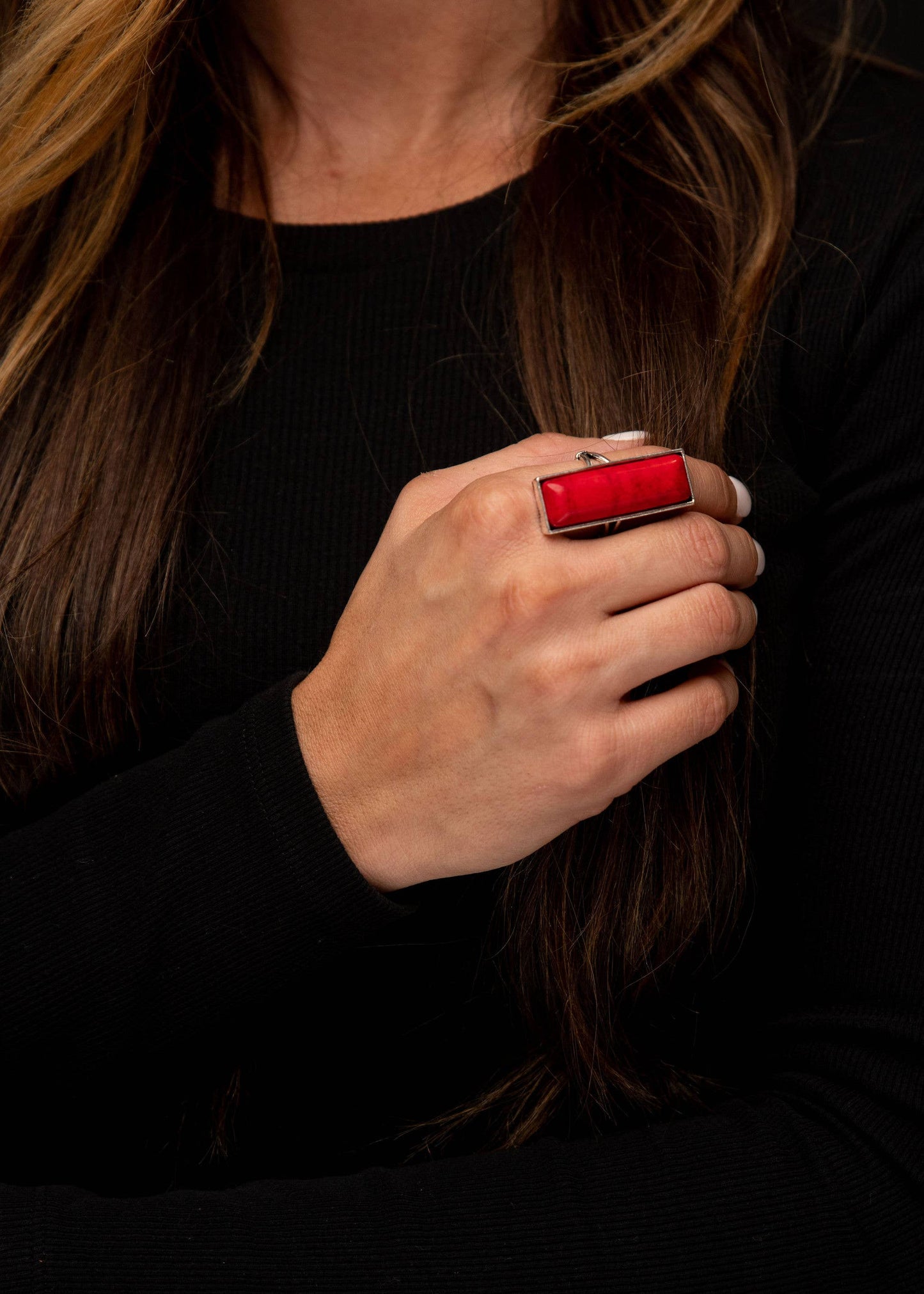 Adjustable Red Bar Ring
